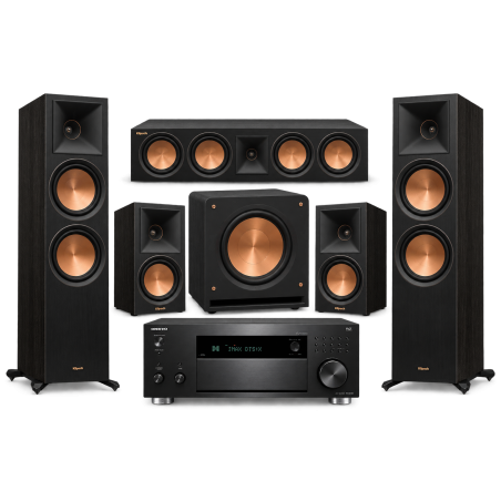 Zestaw Kina Domowego Klipsch RP-8000F II + RP-600M II + RP-504C II + RP-1200SW + Onkyo TX-RZ50