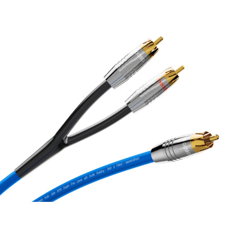 Melodika SBSWY – Przewód subwooferowy Y RCA Sky Blue | HiFi Strefa